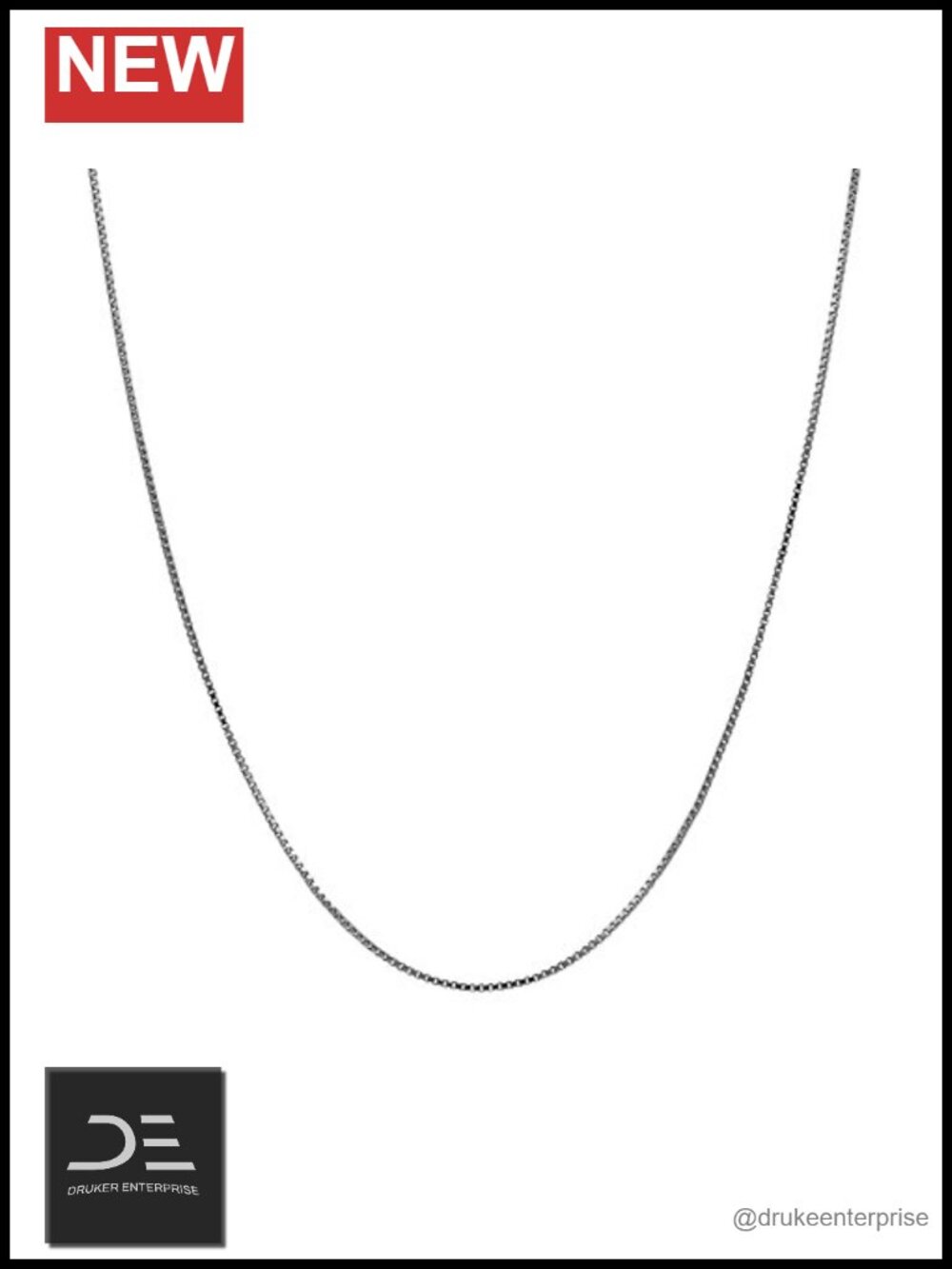 14K Solid White Gold 0.5mm Box Chain Necklace 16-24 Inches Layering
